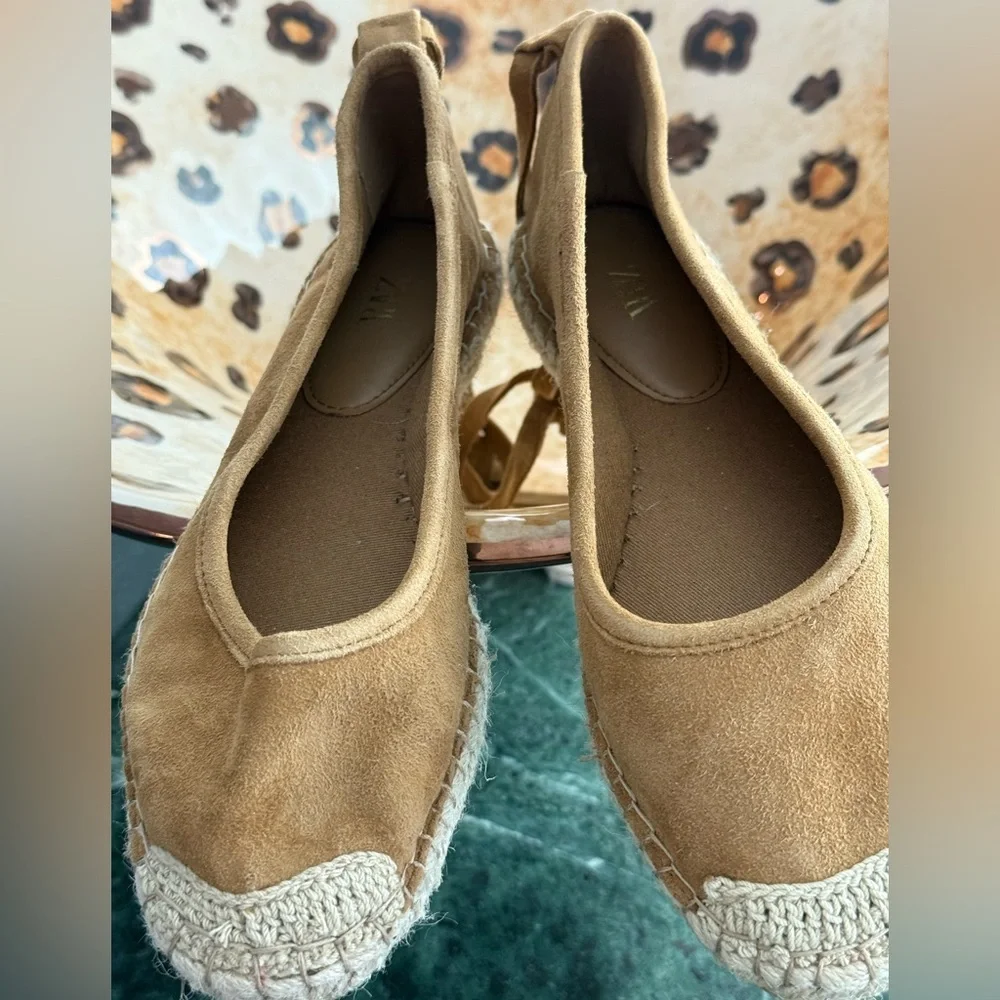 Zara NWOT Suede Lace-up Espadrilles